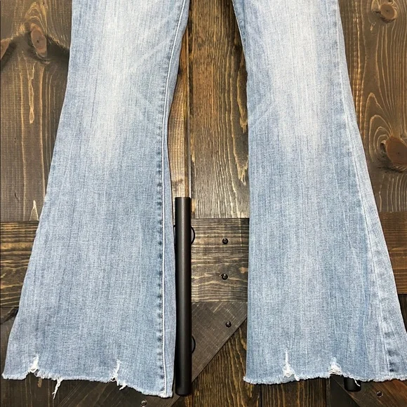 KanCan High Rise Super Flare Jeans 28 Distressed Denim Medium Stretch Boho 30 - Picture 4 of 12